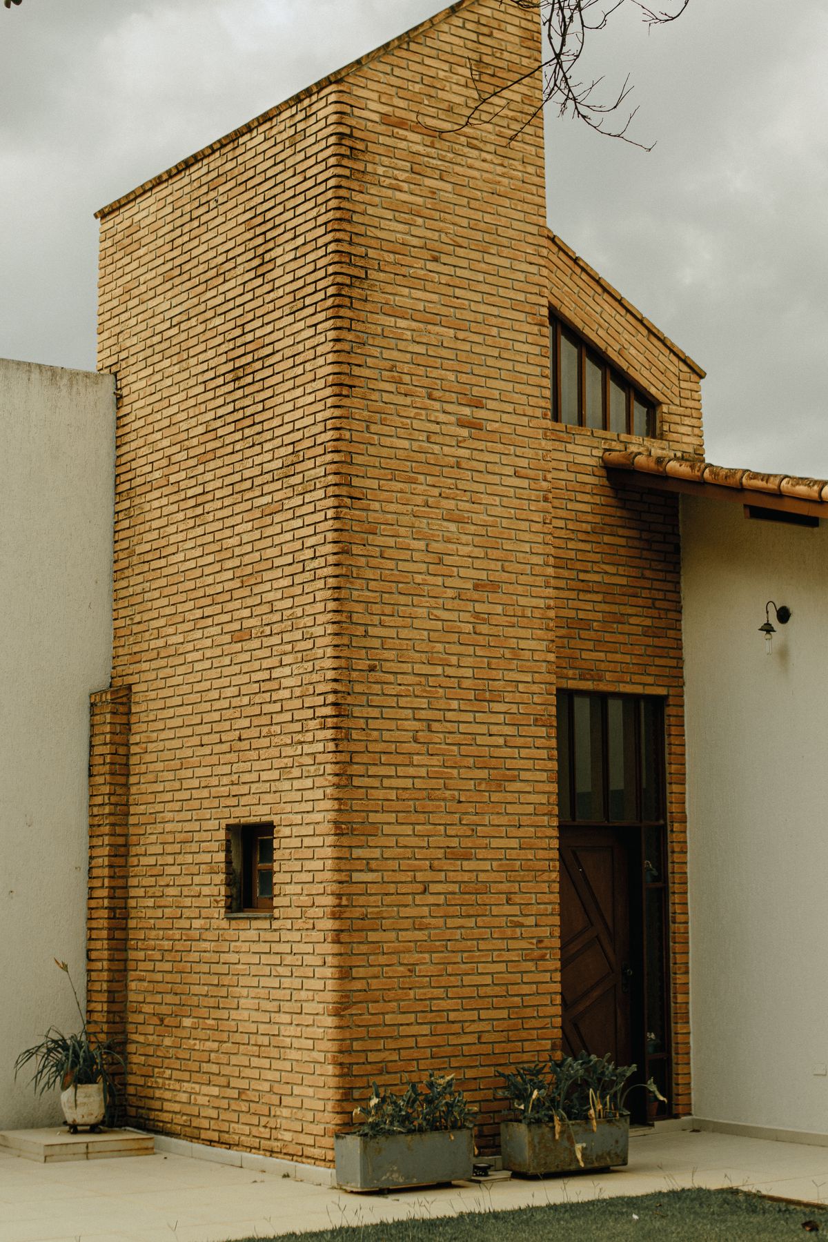 Modern residential facade with brickwork